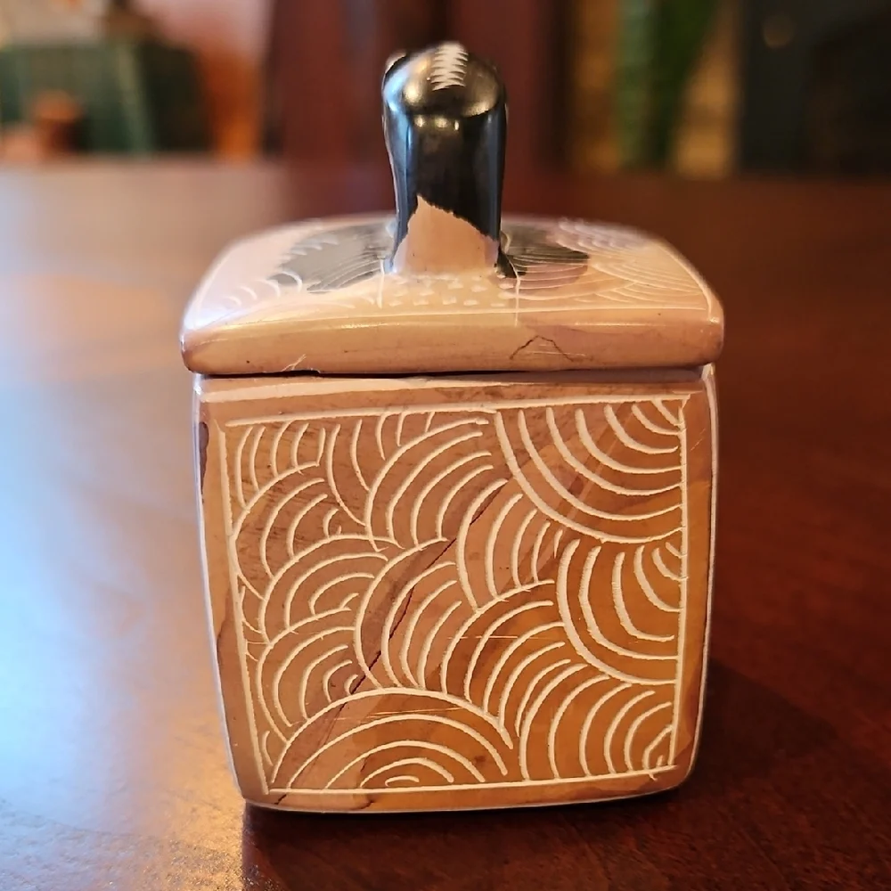 Beautifully Hand Carved Soapstone Cubic Elephant Box